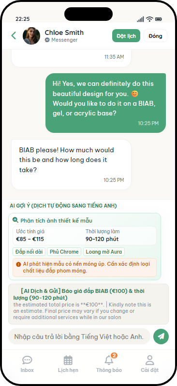Nonla suggested reply screen